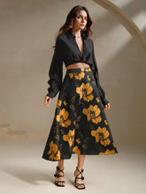 Anewsta Vintage Embossed Large Floral Print Casual Dress, Minimalist & Fashionable For Daily Wear